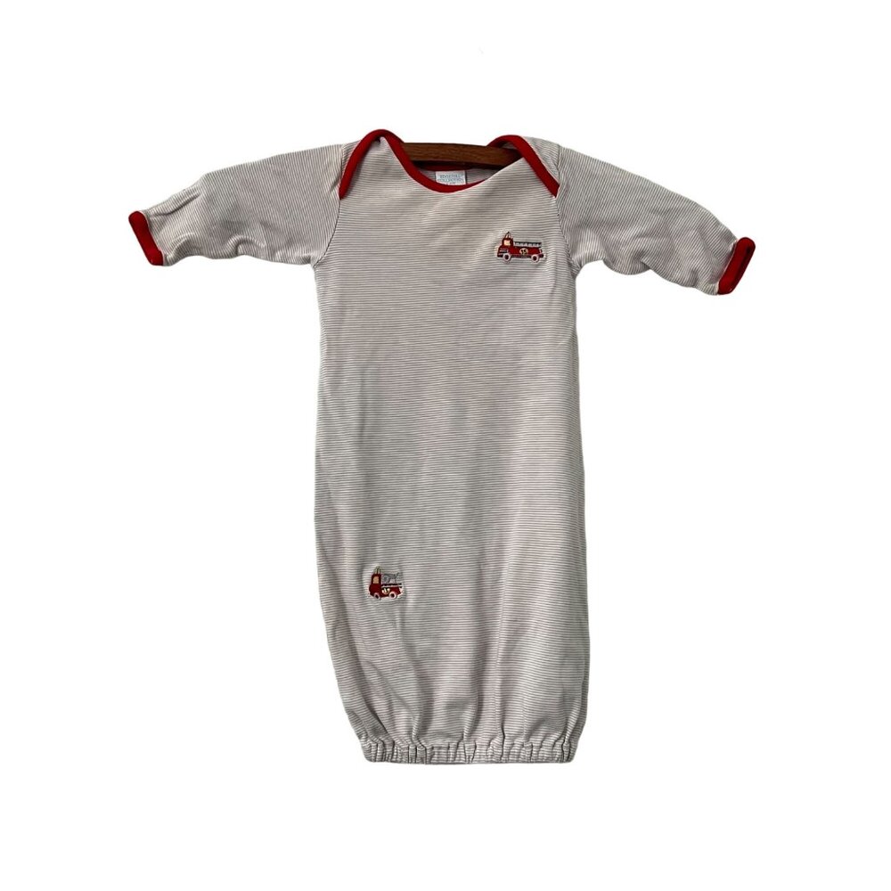 Edgehill Collection Gray Red Fire Truck Striped Baby Boy Sleeper 0-6 Months